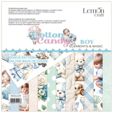 Paberiplokk Cotton Candy -  Boy Elements & Basic 20,3x20,3cm, 18 kahepoolset lehte + boonusleht, 250gsm